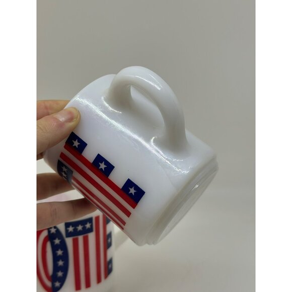 VTG Milk Glass Mugs With Patriotic "Vote" & "Try It Youll Like It" Graphics - Picture 4 of 7
